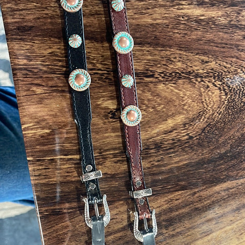 Hatband Distressed Turquoise Conchos